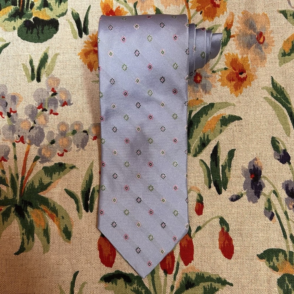 NEW Brooks Brothers Makers Lt Blue Floral 100% Silk Tie Necktie Preppy Wedding